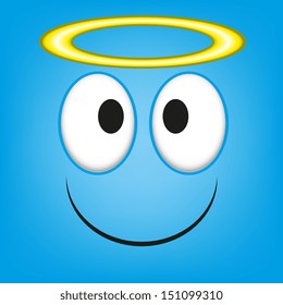 A Vector Cute Cartoon Blue Angel Face