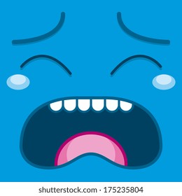 Vector Cute Cartoon Blue Crying Face