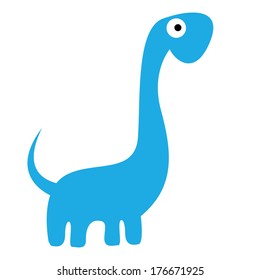 Vector Cute Cartoon Blue Dinosaur Isolated