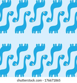 A Vector Cute Cartoon Blue Dinosaurs Background