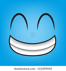 A Vector Cute Cartoon Blue Happy Face