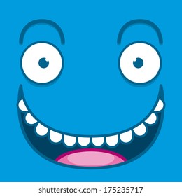 Vector Cute Cartoon Blue Happy Face