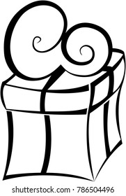 Vector cute cartoon box with a surprise, coloring book, gift symbol