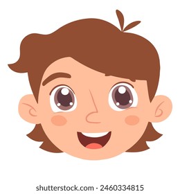 Vector cute cartoon boy face expression design with white background