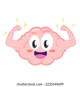 Vector Cute Cartoon Brain Pink