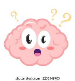 Vector Cute Cartoon Brain Pink
