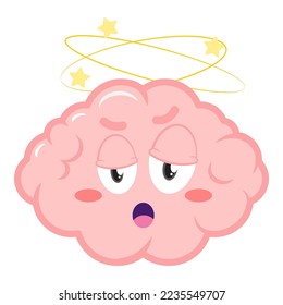 Vektor Cute Cartoon Brain Pink