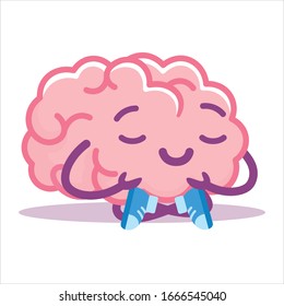 Vector Cute Cartoon Brain Sitting Meditating Stock Vector (Royalty Free ...