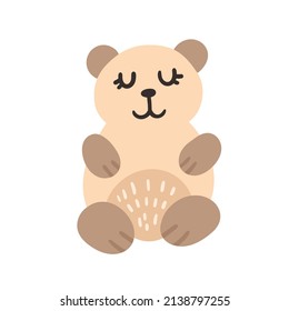 Oso Bebé Bebé Marrón de dibujos animados. Ilustración aislada en un fondo blanco.