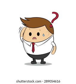 Vector of cute cartoon of businessman confuse