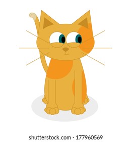 Vector Cute Cartoon Cat Isolated On White Background