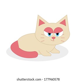 Vector Cute Cartoon Cat Isolated On White Background