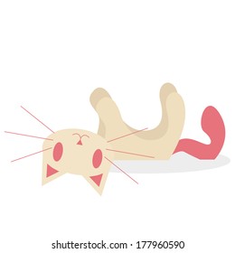 Vector Cute Cartoon Cat Isolated On White Background