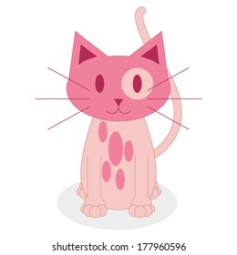 Vector Cute Cartoon Cat Isolated On White Background