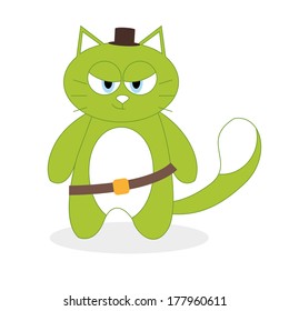 Vector Cute Cartoon Cat Isolated On White Background