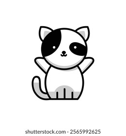 vector cute cartoon cat on a white background