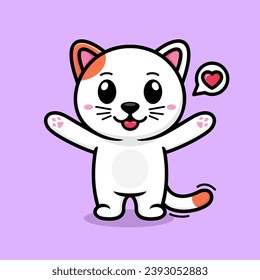 Vector cute cartoon cat, wants to cuddle