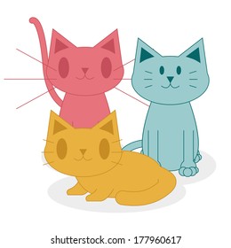 Vector Cute Cartoon Cats Isolated On Stock Vector Royalty Free Shutterstock