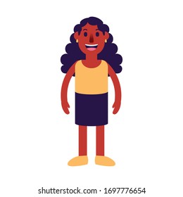 Vector Cute Cartoon Character Afro Woman Isolated