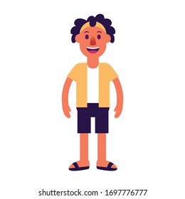Vector Cute Cartoon Character Afro Athlete Man Isolated