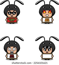 vector cute cartoon character ant animal mascot costume set summer sale bundle collection