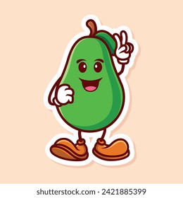 vector cute cartoon character of avocado peace isolated