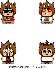 vector cute cartoon character beaver animal mascot costume set summer sale bundle collection