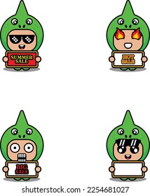 vector cute cartoon character chameleon animal mascot costume set summer sale bundle collection