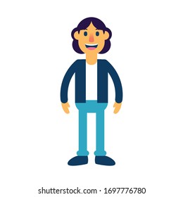 Vector Cute Cartoon Character Chestnut Woman Isolated
