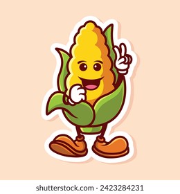 vector cute cartoon character of corn peace isolated