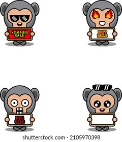 vector cute cartoon character gorilla animal mascot costume set summer sale bundle collection