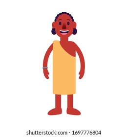 Vector Cute Cartoon Character Indigenous Man Isolated