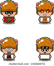 vector cute cartoon character mascot costume taco food set summer sale bundle collection