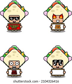 vector cute cartoon character mascot costume sandwich food set summer sale bundle collection