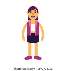 Vector Cute Cartoon Character Mixed Race Woman Isolated