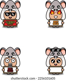 vector cute cartoon character rat animal mascot costume set summer sale bundle collection