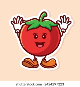 Vektor Nette Cartoon-Charakter von Tomaten-Welle Hände isoliert