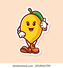 vector cute cartoon character of yellow lemon thumbs up isolated