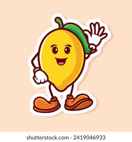 vector lindo personaje de dibujos animados de limón amarillo Wave Hand aislado