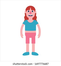 Vector Cute Cartoon Character Young Redhead Isolated