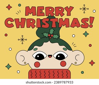 Vector cute cartoon christmas greeting card poster banner