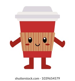 Vector cute cartoon coffee isolated