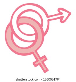 Vector Cute Cartoon Valentine’s Connected Pink and white Gender Symbols Isolated