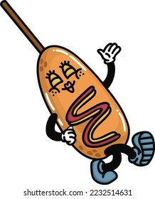 a vector of a cute cartoon corndog