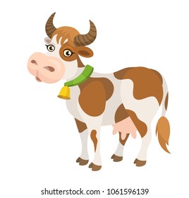 Vector cute cartoon cow farm animal illustration isolated on white background