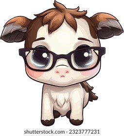 Vector cute cartoon cow hand drawn illustration