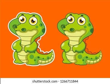 vector of cute cartoon crocodiles