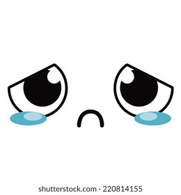 Vector Cute Cartoon Crying Face Editable