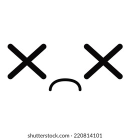 Vector Cute Cartoon Dead Face Editable