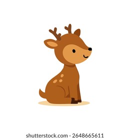 Vector  Cute cartoon deer sitting